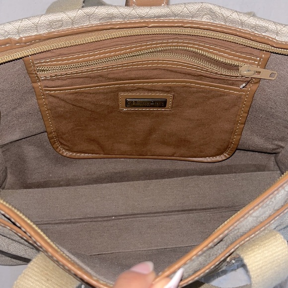 Vintage Christian Dior Satchel Handbag beige with brown honeycomb design - Picture 3 of 7